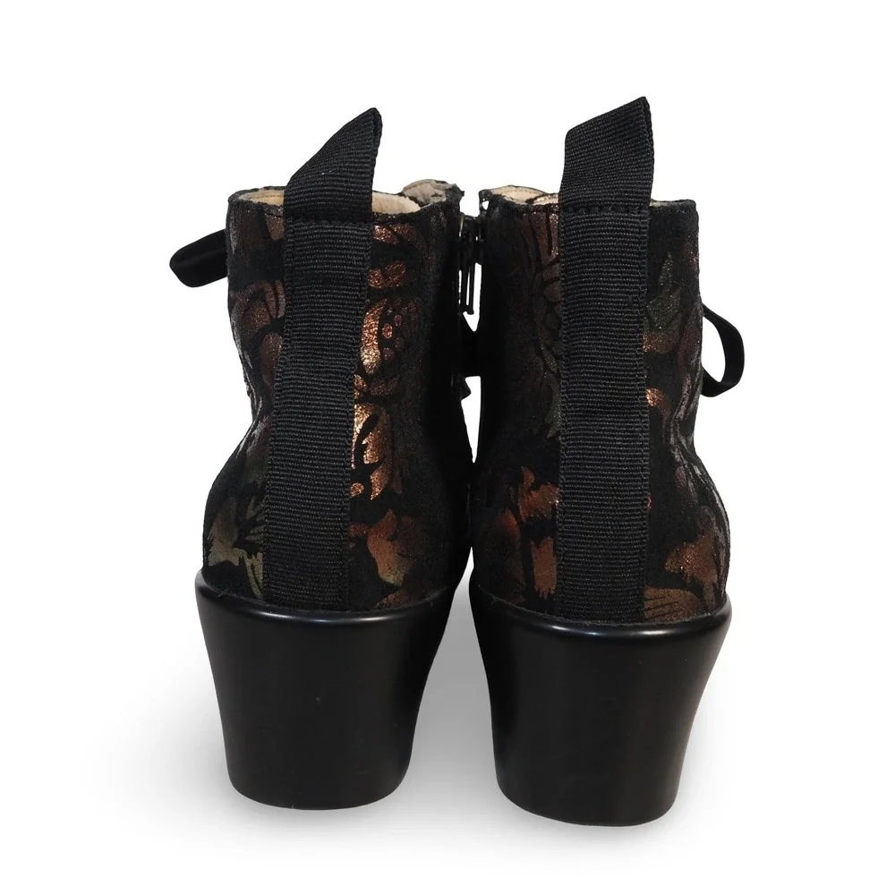 Alegria Eliza Regal Copper Floral Metallic Booties Womens 8-8.5 38 Ankle Boots